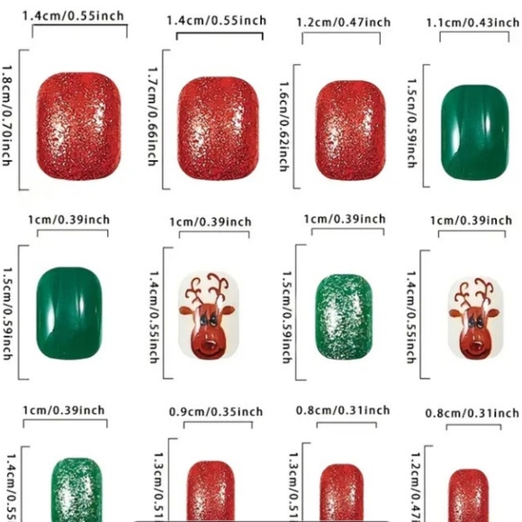 96pcs Short Square Christmas Wearable Nails - Picture 6 of 9